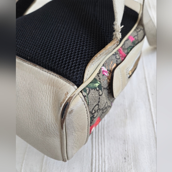 Gucci New Ophidia Flora Gg Supreme Canvas Brown Off White Beige Backpack - Picture 8 of 16